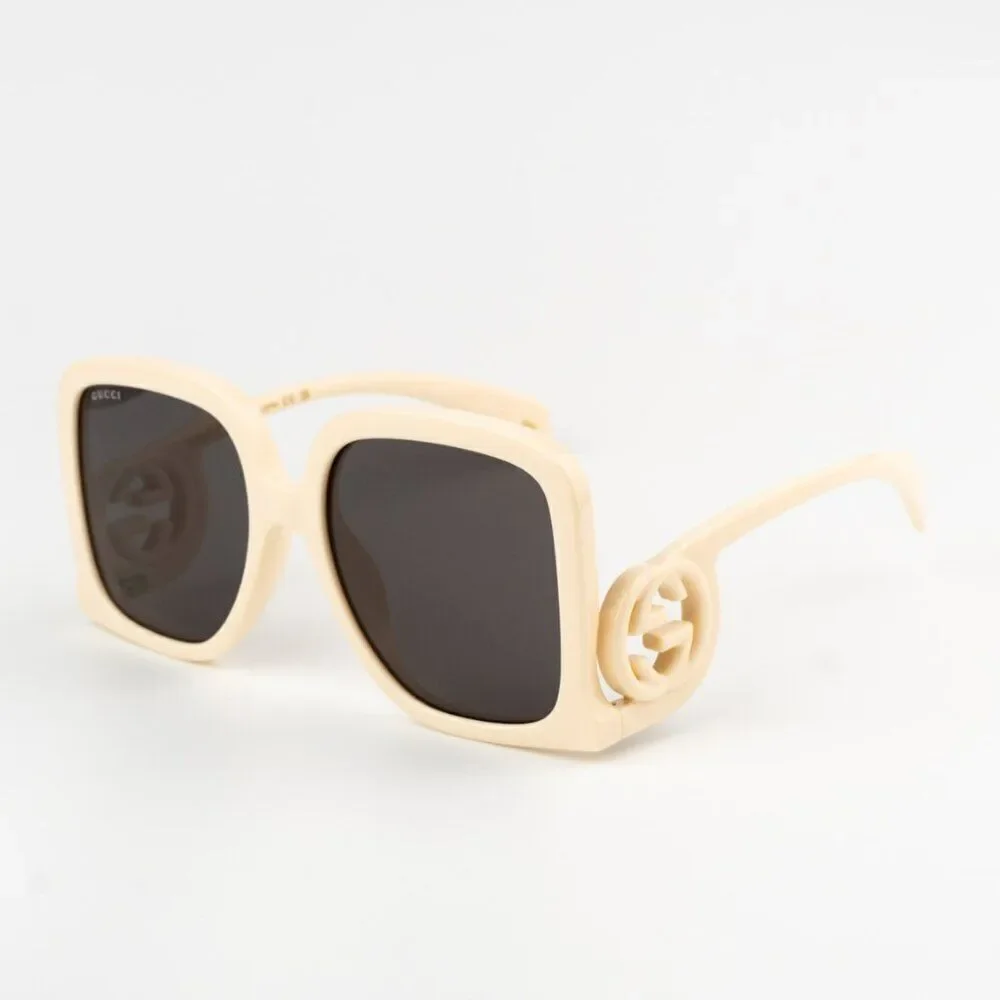 NEW Gucci GG1326S 009 Ivory Grey Mirror Oversized Square Women Sunglasses